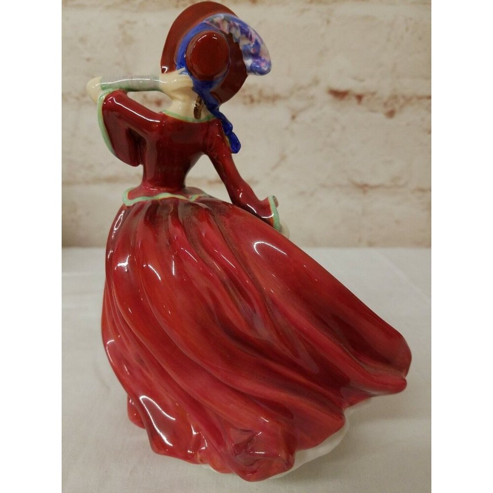 Royal  Doulton AUTUMN BREEZES Red Dress Lady Figurine England - Picture 3 of 6
